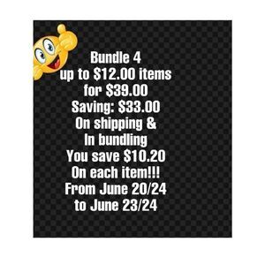 From June 20 to June 23 bundle up to 4/$12.00 items for $39.00 to save up to $33